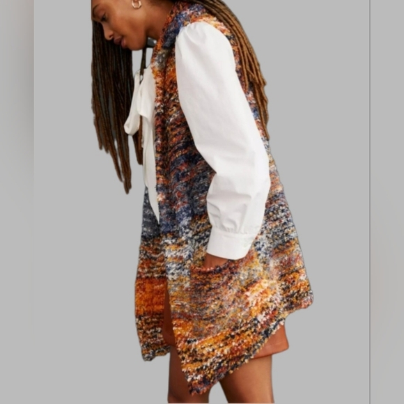 Anthropologie Sweaters - Pilcro Anthropologie sweater cardigan with pockets - orange, blue, white